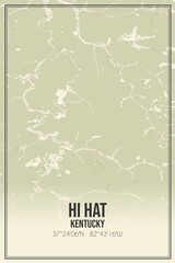 Retro US city map of Hi Hat, Kentucky. Vintage street map.