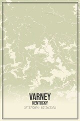 Retro US city map of Varney, Kentucky. Vintage street map.