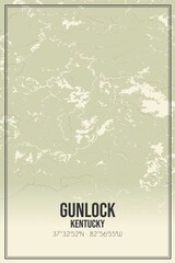 Retro US city map of Gunlock, Kentucky. Vintage street map.