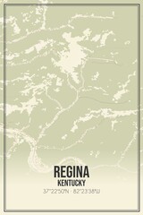 Retro US city map of Regina, Kentucky. Vintage street map.