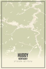 Retro US city map of Huddy, Kentucky. Vintage street map.