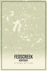 Retro US city map of Fedscreek, Kentucky. Vintage street map.