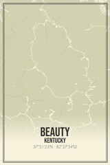 Retro US city map of Beauty, Kentucky. Vintage street map.
