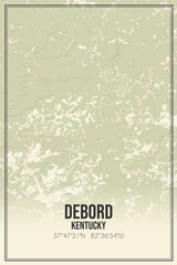Retro US city map of Debord, Kentucky. Vintage street map.