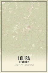 Retro US city map of Louisa, Kentucky. Vintage street map.