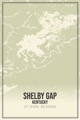 Retro US city map of Shelby Gap, Kentucky. Vintage street map.