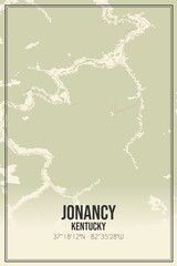 Retro US city map of Jonancy, Kentucky. Vintage street map.