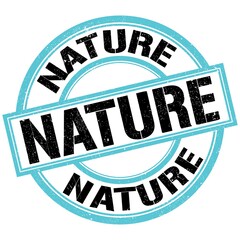 NATURE text on blue-black round stamp sign