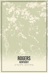 Retro US city map of Rogers, Kentucky. Vintage street map.