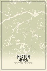 Retro US city map of Keaton, Kentucky. Vintage street map.