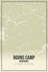Retro US city map of Boons Camp, Kentucky. Vintage street map.
