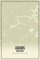 Retro US city map of Adams, Kentucky. Vintage street map.