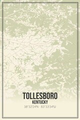 Retro US city map of Tollesboro, Kentucky. Vintage street map.