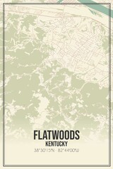 Retro US city map of Flatwoods, Kentucky. Vintage street map.
