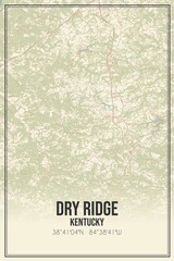 Retro US city map of Dry Ridge, Kentucky. Vintage street map.