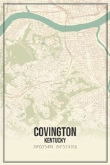 Retro US city map of Covington, Kentucky. Vintage street map.
