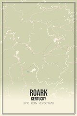 Retro US city map of Roark, Kentucky. Vintage street map.