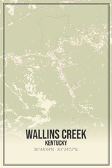 Retro US city map of Wallins Creek, Kentucky. Vintage street map.