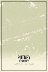 Retro US city map of Putney, Kentucky. Vintage street map.