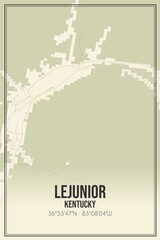 Retro US city map of Lejunior, Kentucky. Vintage street map.