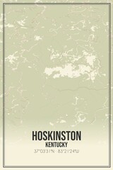 Retro US city map of Hoskinston, Kentucky. Vintage street map.