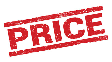 PRICE text on red rectangle stamp sign.