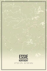 Retro US city map of Essie, Kentucky. Vintage street map.