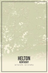 Retro US city map of Helton, Kentucky. Vintage street map.