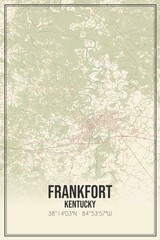 Retro US city map of Frankfort, Kentucky. Vintage street map.