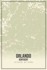 Retro US city map of Orlando, Kentucky. Vintage street map.
