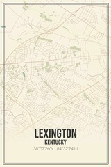 Obraz premium Retro US city map of Lexington, Kentucky. Vintage street map.