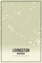 Retro US city map of Livingston, Kentucky. Vintage street map.