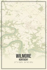 Retro US city map of Wilmore, Kentucky. Vintage street map.
