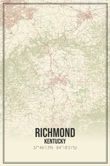 Retro US city map of Richmond, Kentucky. Vintage street map.