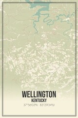 Retro US city map of Wellington, Kentucky. Vintage street map.