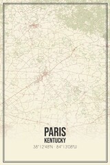 Retro US city map of Paris, Kentucky. Vintage street map.