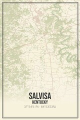 Retro US city map of Salvisa, Kentucky. Vintage street map.