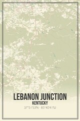 Retro US city map of Lebanon Junction, Kentucky. Vintage street map.