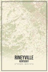 Retro US city map of Rineyville, Kentucky. Vintage street map.