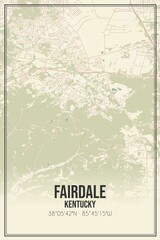 Retro US city map of Fairdale, Kentucky. Vintage street map.