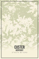 Retro US city map of Custer, Kentucky. Vintage street map.