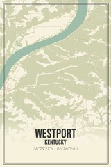 Retro US city map of Westport, Kentucky. Vintage street map.