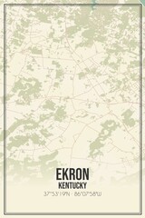 Retro US city map of Ekron, Kentucky. Vintage street map.