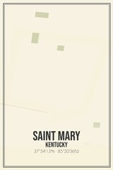 Retro US city map of Saint Mary, Kentucky. Vintage street map.