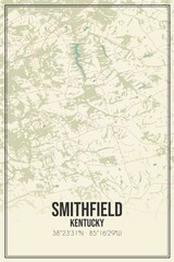 Retro US city map of Smithfield, Kentucky. Vintage street map.