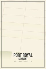 Retro US city map of Port Royal, Kentucky. Vintage street map.