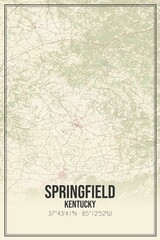 Retro US city map of Springfield, Kentucky. Vintage street map.