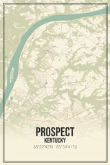 Retro US city map of Prospect, Kentucky. Vintage street map.