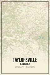 Retro US city map of Taylorsville, Kentucky. Vintage street map.