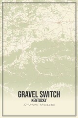 Retro US city map of Gravel Switch, Kentucky. Vintage street map.